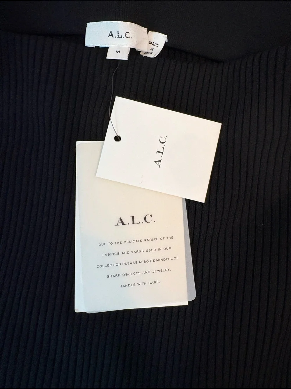 A.L.C. Black Ribbed Asymmetrical Midi Skirt NWT Size M